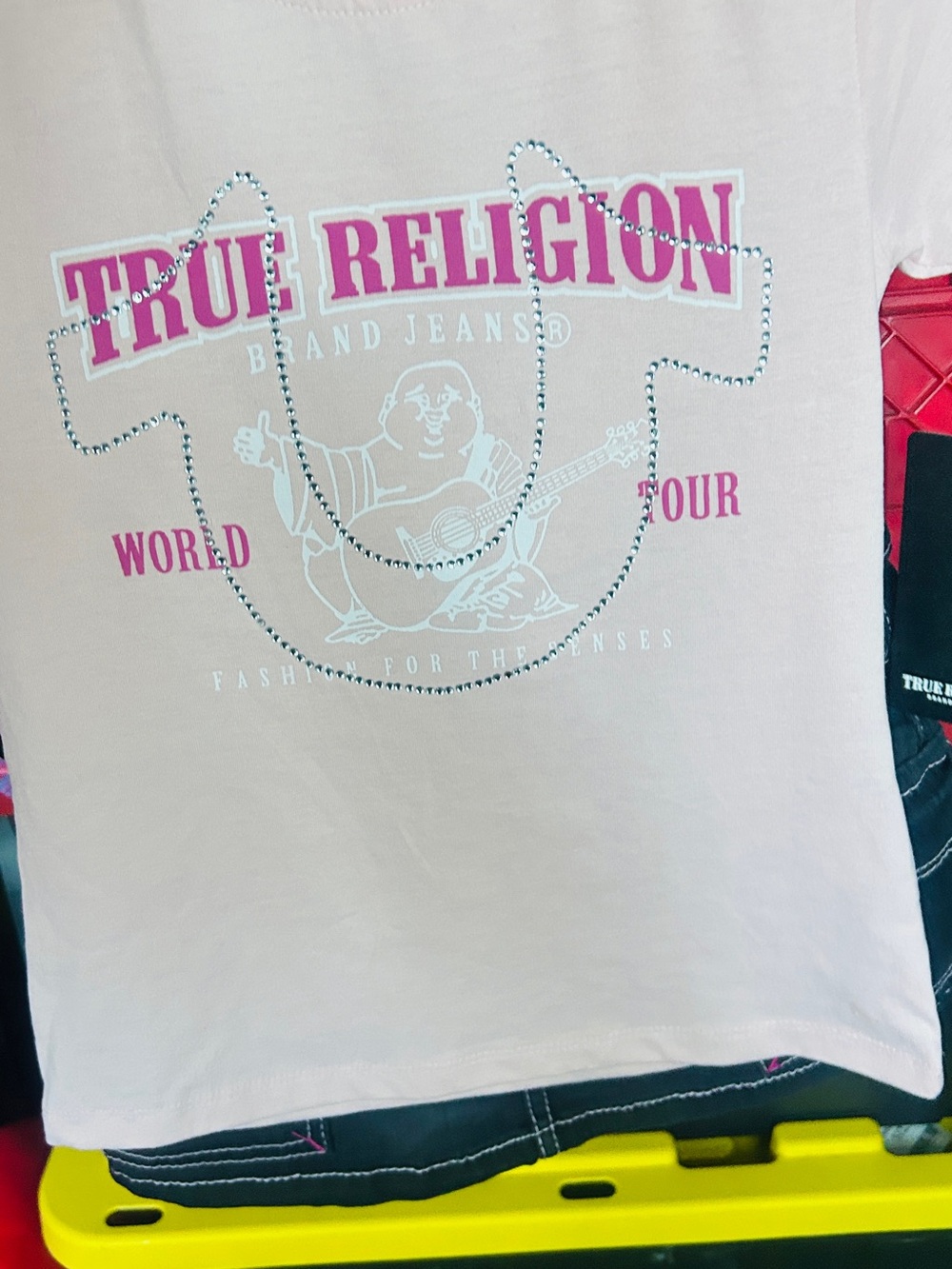 True Religion Light Pink Graphic Logo Tee & true religion, denim skirt - Picture 7 of 8